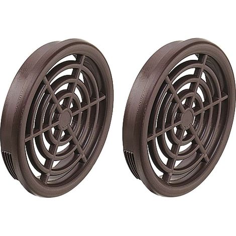 Cyclingcolors – Lot de 2 grilles d'aération VMC Ø48mm – Cache perforé en plastique – Encastrable pour plafond et mur – Débit 4,3cm² – Marron
