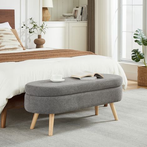 Bank mit Stauraum 110 cm Chenille für Flur Schlafzimmer OKMYHOME (1/5)