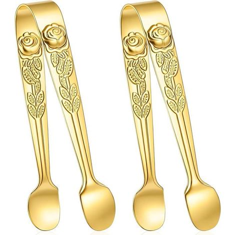 Pinces à sucre Lot de 2 Acier inoxydable doré Glaces et desserts Bar et café 10,2 cm (1/5)