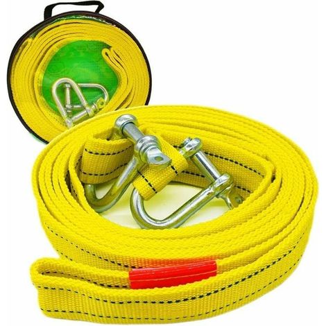 Sangle de remorquage haute résistance avec deux crochets de sécurité en D pour treuil, capacité de 5 tonnes et longueur de 5 m (1/5)