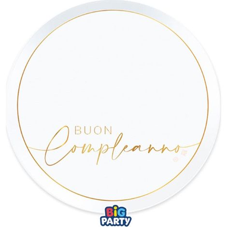 Big Party Piatti Carta Buon Compleanno Gold D 18 Cm Bianco Oro