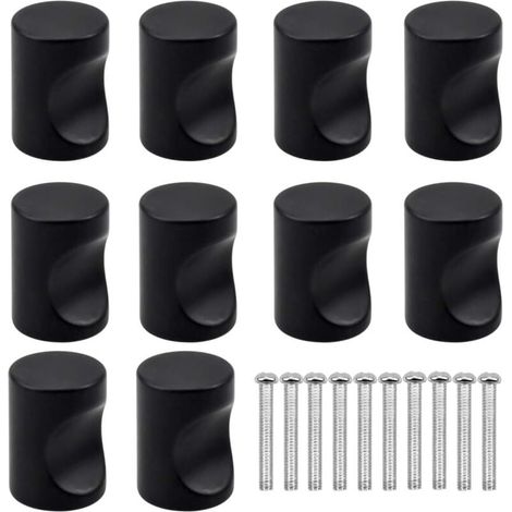 10 Stück schwarze Schubladen-Türgriffe, Möbelknöpfe, Schubladenknöpfe mit einem runden Loch, moderne Türknöpfe, Möbelgriffe für Schrank, Küche, Kinderzimmer (1/4)