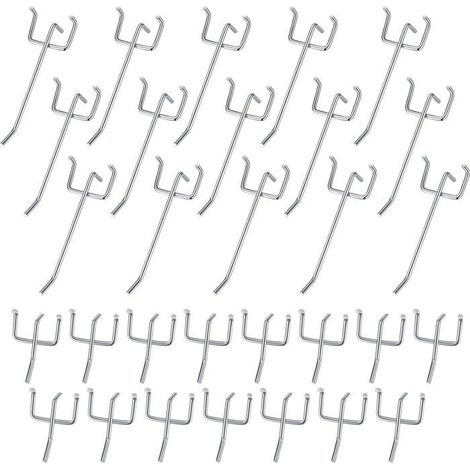 Crochets pour Panneau Perforé, Lot de 30 Supports de 5 et 10 cm pour Outils et Organisation (1/5)