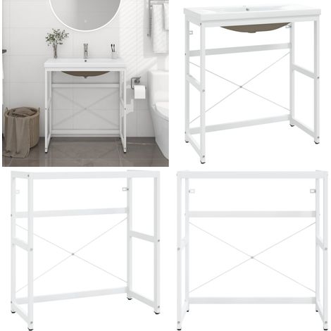 Cadre de lavabo de salle de bain vasque à encastrer Blanc Fer - Meuble De Salle De Bain - Meuble Lavabo - Cadre Lavabo - Vasque Encastrée - Robinetterie Salle De Bain - Home & Living (1/5)