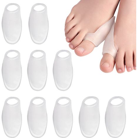 Coussinets et protections en gel pour oignons, protège-oignon pour gros orteil, soulage les douleurs aux pieds dues aux frottements et à la pression (10 pièces) (1/5)