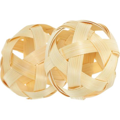 Boules décoratives en bambou tressé, lot de 2, ornements en bambou tissé (1/5)