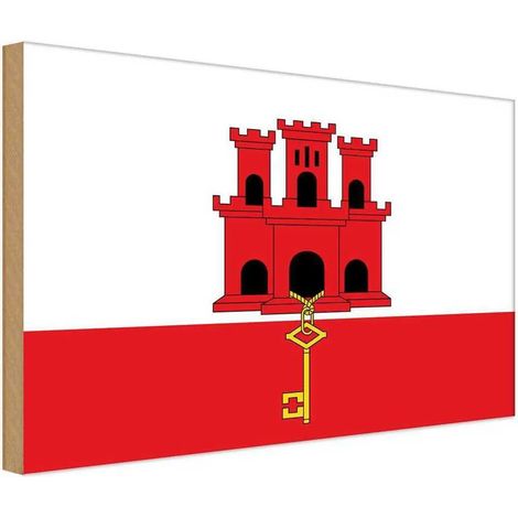 Panneau en bois 30x40 cm Drapeau de Gibraltar, armoiries (1/4)