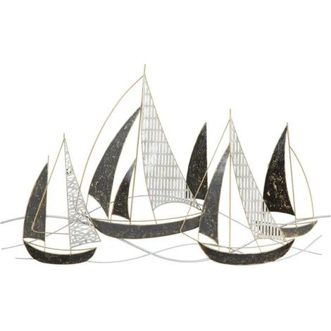 Wanddekoration Mauro Ferretti Segelboot Metall gold 91x56 cm