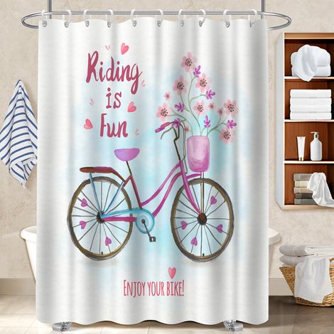 Rideau de bain imprimé polyester 180x180 souple séparation douche pour nouvelle déco pour la rentrée (1/5)