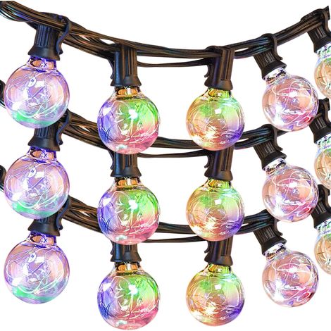Catena Luminosa Esterno 10MT IP44 con 30 Lampadine Multicolore Pannello Solare (1/5)