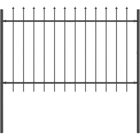 Clôture de jardin, Barrière de jardin avec sommet en pointe, grise, 1,7 x 1 m en acier CFW78130 (1/5)