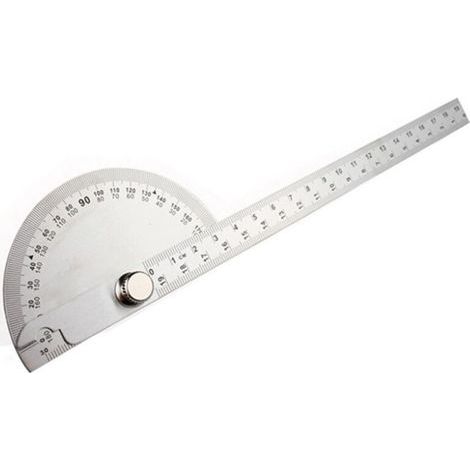 Règle d'angle de rapporteur simple en acier inoxydable, règle carrée mobile multifonctionnelle, argent 90x200mm (1/5)