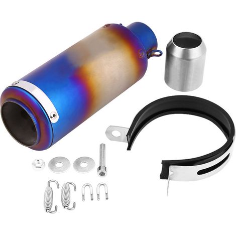 Pot d'Échappement Moto Silencieux Embout Tube Arrière Acier Inoxydable Universel Bleu Demi (1/5)