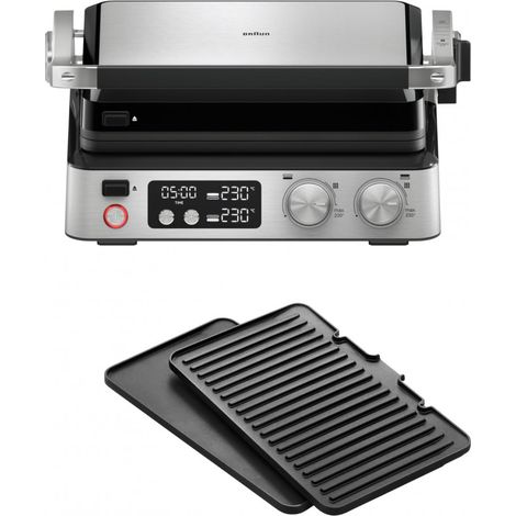 Grill multifonctions - BRAUN - Multi Grill 7 - 2000 W - 3 positions de chauffe - Noir / Acier (1/7)