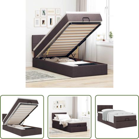 vidaXL Stauraum -  Ottoman-Bett mit Matratze Dunkelbraun 90x190 cm Stoff (1/5)