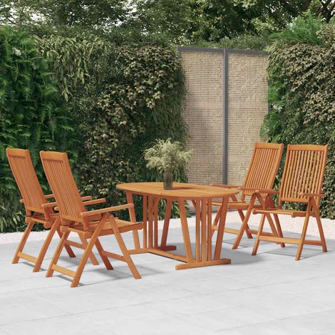 Lot de 4 chaises de jardin pliables en bois d'eucalyptus massif inclinables 5 positions - PANGIVO (1/5)