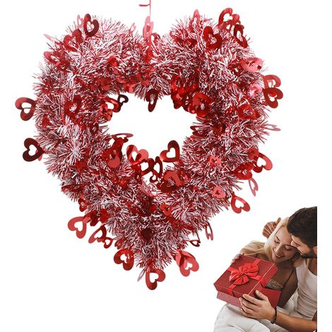 Couronne de Saint-Valentin  Panneau mural en forme de cœur  Couronne de porte d'entrée  Pour cuisine, salon, entrée, fête de mariage, réunion de famille (1/5)