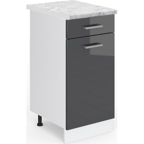 Meuble cuisine R-Line, Anthracite Haute brillance, 40 cm , PT Marbre, Vicco (1/5)