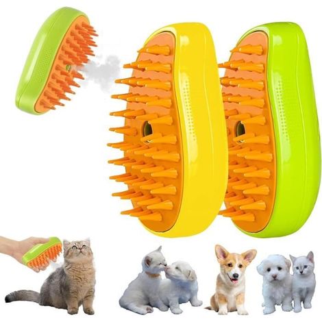 Brosse à vapeur - 3 en 1 - Brosse pour chat et chien - Nettoyage et massage - Matériaux ABS et silicone (1/4)