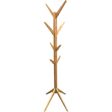 Altobuy – Portemanteau arbre sur pieds en MDF naturel – Dimensions 44,5 x 44,5 x H177 cm – 8 patères pour manteaux et écharpes