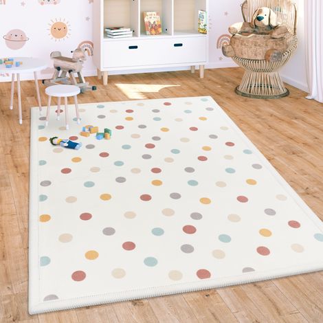 Paco Home Tapis Chambre Enfant Bebe Fille Garcon Antidérapant Arc-en-ciel Animal Pois 140x200 cm, Multicolore (1/5)
