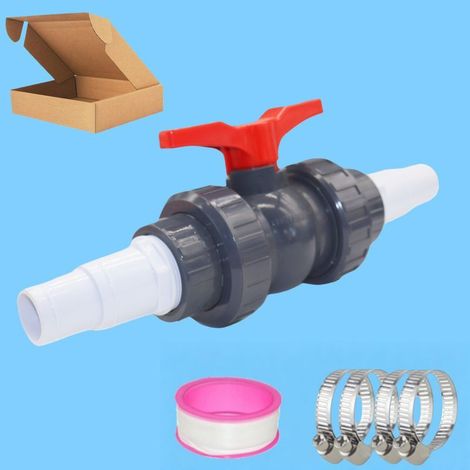 Vanne Piscine avec Raccord Tuyau pour Tuyau Piscine 32-38mm Raccord Tuyau d'arrosage Raccord Piscine Robinet d'arrêt 1 1/2"(50mm), 2 Raccord Tuyau 32-38mm Accessoires Piscine (1/5)