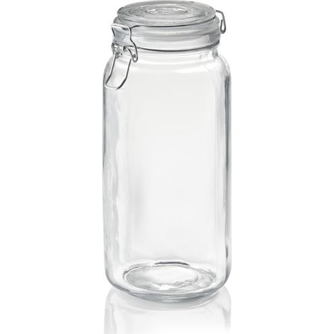 Bocal à fermeture mécanique 2 ltr Ø 9 cm H 26 cm verre inox silicone - Was Germany (1/2)