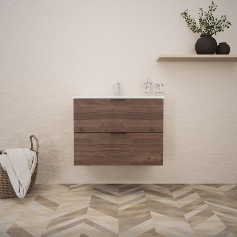 Inda - Mobile bagno L.80 con lavabo lucido / Rovere castano 2