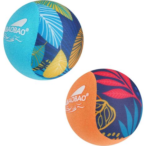Water Bouncing Ball, 2 x Reusable Water Balls, Water Bomb, Beach Ball for Children, Teenagers, Adults, Outdoor Water Games, Beach, Pool Party (Orange + Blue) (1/5)