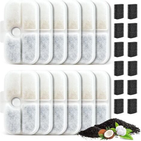 12 Pack Cat Water Fountain Filters, Replacement Fountain Filters Compatible with PETLIBRO (1/5)