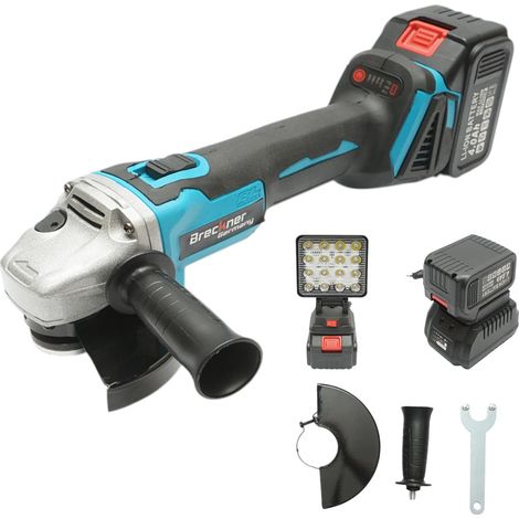 Smerigliatrice angolare con batteria agli ioni di litio da 18 V, 4 Ah, disco da 125 mm, motore brushless e faretto a LED inclusi. Breckner Germany (1/5)