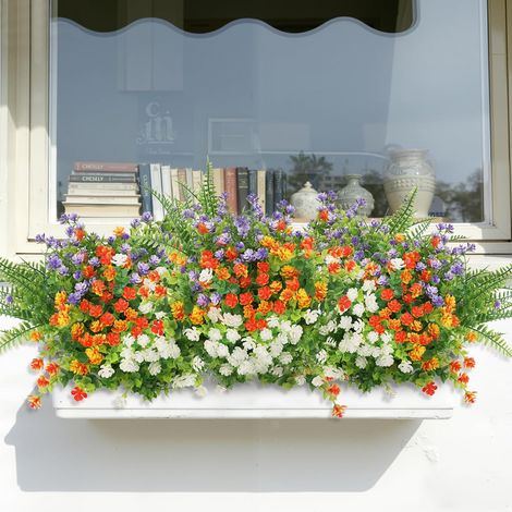 Plante Artificielle Exterieur 8 Bouquets Fleurs artificielles extérieures aux UV Plante Artificielle Exterieur pour Maison, Balcon, Panier Suspendu, Porche, Jardin (1/5)