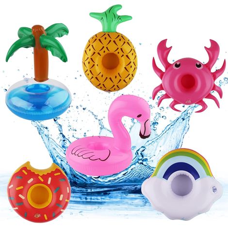 Lot de 6 porte-gobelets gonflables, gobelets gonflables pour la piscine, porte-gobelets flottants, lot de porte-gobelets gonflables, dessous de verre pour la piscine, jouets pour les fêtes à la piscin (1/5)