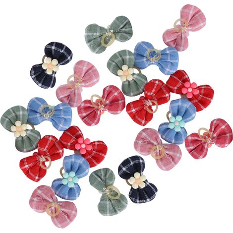 Lot de 20 nœuds papillon élastiques en polyester pour animaux de compagnie (chats et chiens). (1/5)
