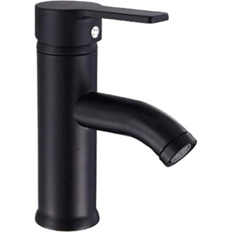 Robinet de salle de bain noir, mitigeur monocommande, robinet haut de gamme en acier inoxydable, contrôle de l'eau chaude et froide (1/5)