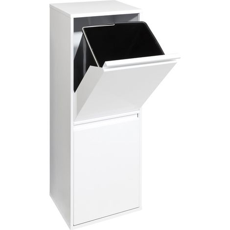 ARREGUI Basic Cubo de basura y reciclaje de acero de 2 cubos, mueble de reciclaje, 2 x 17 L (34 L) Blanco CR201-B