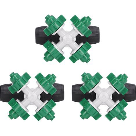 Packung mit 10 kreuzförmigen Mikrosprinklerdüsen für Vernebelung, Gewächshausbewässerung, Baumschulen und Gärten, 8/12 mm, mit flachem T-Stück zur Verriegelung (1/5)