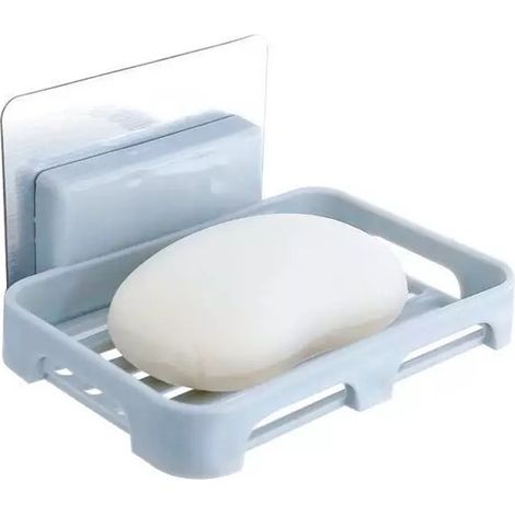 Porte-savon mural en acier inoxydable pour douche, salle de bain ou plan de travail de cuisine, porte-savon original avec crochets pratiques, bleu nordique (1/5)