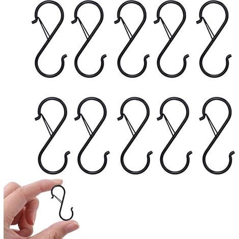 Lot De 10 Crochet, Crochet Sans Clou Avec Verrouillage Pour Cuisine, Salle De Bain, Armoire, Jardin, Bureau (Noir, 9.5 Cm Longueur) (1/5)