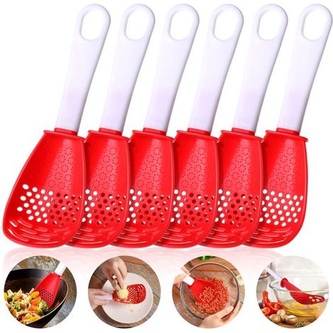 Spatola multifunzionale, set di 6 cucchiai da cucina multifunzionali, cucchiaio da cucina resistente al calore, setaccio, divisorio, separatore di tuorli, piccolo utensile da cucina (1/5)