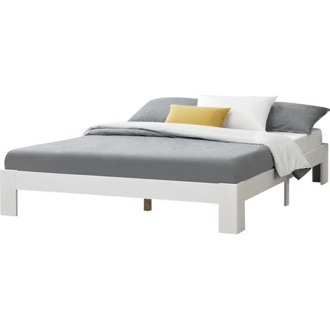 Holzbett Raisio 180x200 cm mit Lattenrost Weiß en.casa