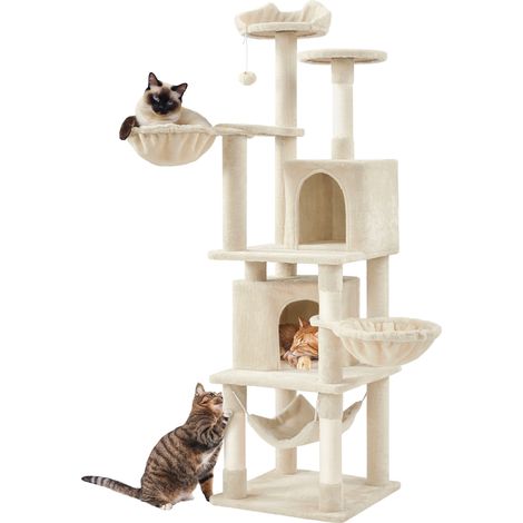 Homevive Árbol para Gatos Rascador Grande Torre de Escalada para Gato Mascota Adultos de Altura 174 cm Beige