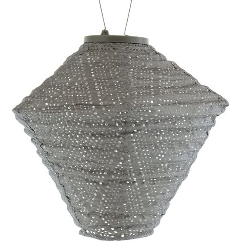 LUMIZ Lampion Solarlampe Diamant 28 Ikat Taupe hellgrau Ø 28 cm - Tyvek® (1/5)