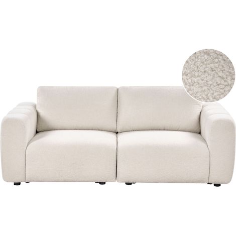 Modular 2 Seater Sofa Off-White Boucle Sectional Two Piece Sofa Modern Minimalistic Style KIVVIK (1/5)