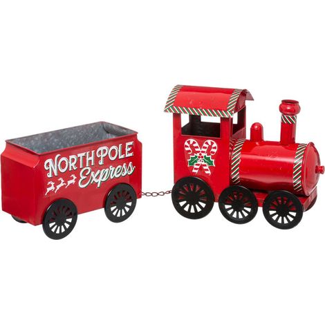 Grande modello di treno in metallo rosso l 66 cm - Atmosphera créateur d'intérieur