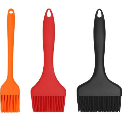 Set di 3 spazzole da cucina in silicone - Spazzola grande in silicone per alimenti, resistente al calore, senza BPA, lavabile in lavastoviglie, ideale per grigliare, cuocere al forno e fare barbecue. (1/5)