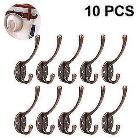 Lot de 10 crochets muraux double tête résistants de style rétro (rouge) (1/4)