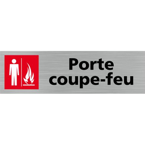 Pictogramme PORTE COUPE.FEU (Q0355).- Adhésif aspect aluminium brossé - (1/5)