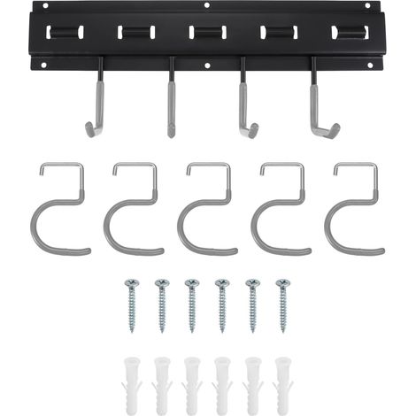 Porte-Outils de Jardin 8 x 41cm Support Mural Crochet Gris (1/5)