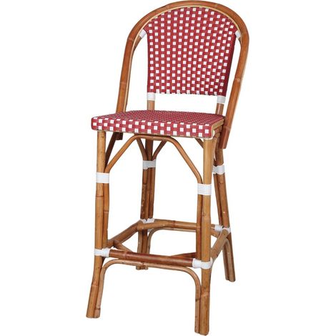 AUTRES Tabouret haut en rotin avec un style bistrot - modèle 080 - rouge (1/5)